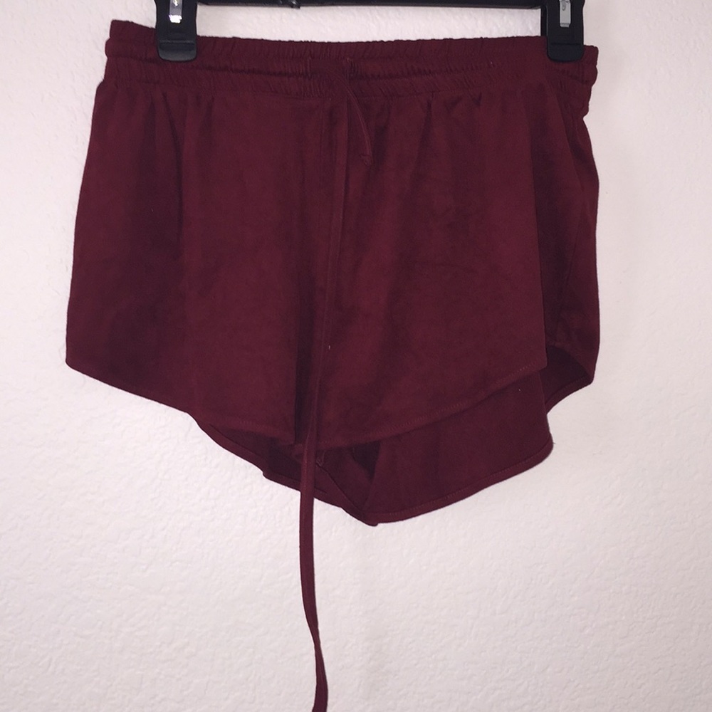 Suede like maroon shorts
